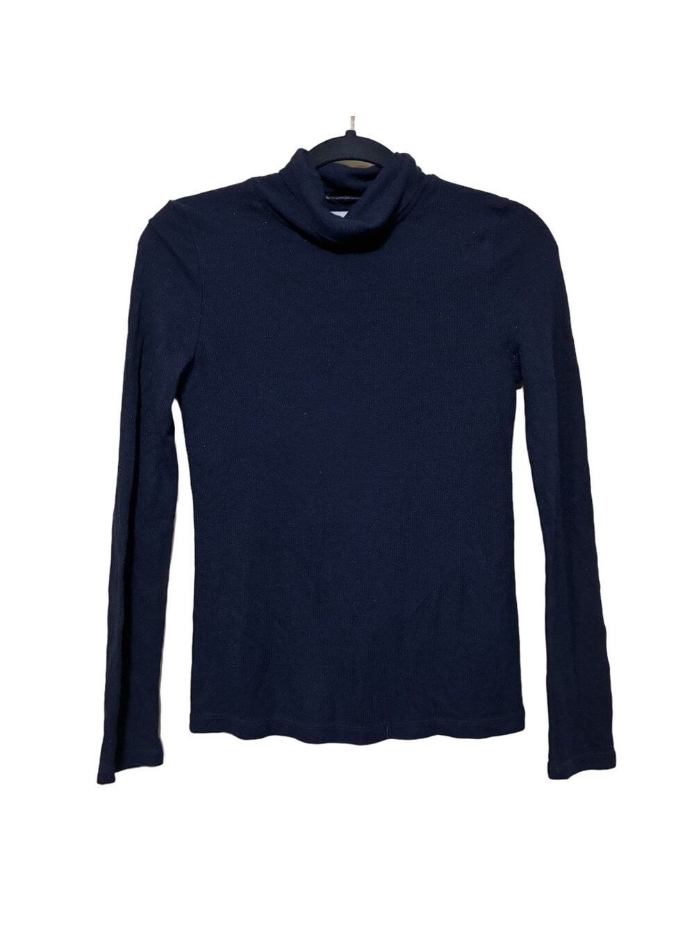 Madewell Night Sparkle Turtleneck Shirt Women’s S Navy Long Sleeve Stretch Top